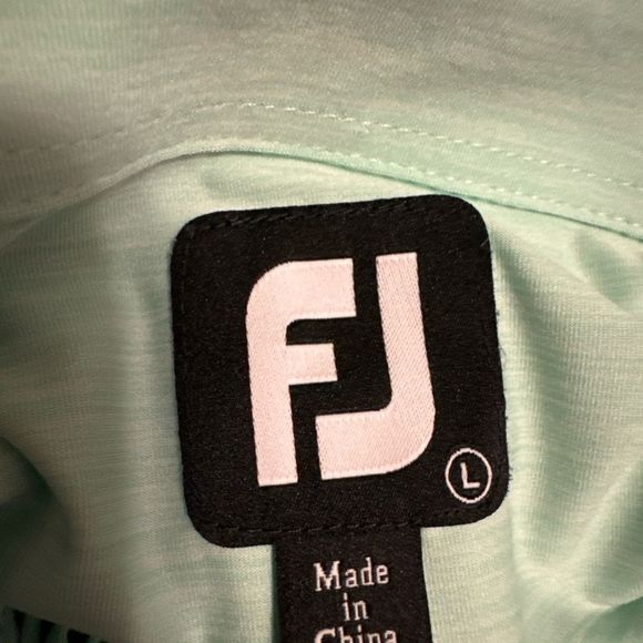 FJ FootJoy Polo‎ Performance Shirt Green Men’s Sz Large Golf Shirt Short Sleeve - Picture 8 of 9